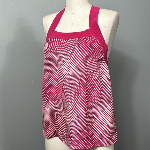 Theory 100% silk pink striped racerback tank top size M - Picture 13 of 14
